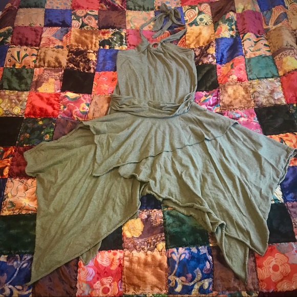 Avatar Dresses & Skirts - Earthy green boho festival hippie halter dress